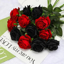 Black Fake Roses Artificial Flowers - 10 Pcs Fake Artificial Roses Silk Flowers with Stems for Home Wedding Hotel Office Centerpiece Decor by CozyNest Decor