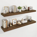Marsmiles 48" Floating Shelves for Wall, Wooden Shelves with Invisible Brackets Set of 2, Rustic Farmhouse Wall Mounted Shelf for Kitchen Bathroom Living Room Study, Walnut by CozyNest Decor