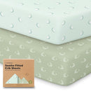 KeaBabies 2-Pack Organic Crib Sheets for Boys, Girls - 52x28 Fitted Crib Mattress Sheet Neutral, Breathable Jersey Cotton Cover for Baby Bed, Toddler Mattress, Soft & Cute Prints (Lunaris) by TinyTreasures Baby Boutique