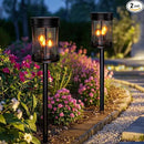 Outdoor Garden Solar Stake Lights Flickering Candle Lantern Lighting for Yard, Lawn, Patio, Pathway, Wall Decoration (2Pack, Black) by GreenHaven Gardens