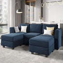 Belffin Modular Sectional Sofa with Double Chaise Velvet U Shaped Sofa Reversible Sectional Couch with Storage Blue by CozyNest Decor