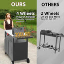 Outdoor Grill Cart with Wheels, Outdoor Kitchen Bar Cart Mobile BBQ with Foldable Stainless Steel Top & Storage Cabinet by CozyNest Decor