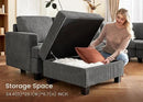 Nolany Corduroy Sectional Couch with Storage Ottoman, Sleeper Sectional Sofa, Modular Sectional Couches for Living Room, Dark Grey by CozyNest Decor