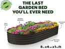 Galvanized Raised Garden Beds Outdoor // 8×4×1 ft Planter Raised Beds for Gardening, Vegetables, Flowers // Large Metal Garden Box // Patented Tool-Free Design (Black)