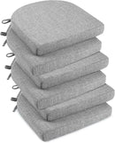 downluxe Indoor Chair Cushions for Dining Chairs, Soft and Comfortable Textured Foam Kitchen Chair Pads with Ties and Non-Slip Backing, 16" x 16" x 2", Light Grey, 6 Pack by CozyNest Decor