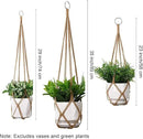 YIBOT 3 Pack Macrame Plant Hanger Indoor Hanging Planter Basket with 3 Hooks, 35"/29"/23" Hang Flower Pot Plant Holder for Indoor Outdoor Decorations, Brown (POTS NOT Included) by GreenHaven Gardens
