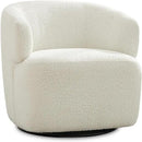 Swivel Accent Chair, Sherpa Teddy Barrel Chair for Living Room, Cozy Round Boucle Arm Chair, Metal Base for Club Nursery Bedroom, White by CozyNest Decor