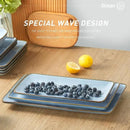 famiware Serving Platter, Rectangular 15.67/14.1/12.6inch Serving Dishes for Entertaining, Reactive Glaze, Stoneware Serving Trays for Party, Food, Turkey, Snack, Cheese, Ocean Series, Blue by CozyNest Decor