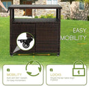 Wicker Outdoor Bar Cart - Brown Patio Console Storage Table Buffet Cabinet Serving Kitchen Cart with Wheels for Outside Backyard by CozyNest Decor