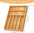 BAMEOS Bamboo Silverware Drawer Organizers, 11.9 inch Utensil Drawer Organizer for Kitchen Drawers, 7 Slots Total Large Flatware Organizer for Knives Cutlery Spoons Forks (Natural) by CozyNest Decor