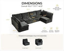 Oversized Modular Sofa Comfy Cloud Couch with Storage, Extra Deep Plush Sectional Sofa Set for Living Room, Covers Washable, Chenille, Olar (Black, 6-Seater with 2 Corners, u-Shaped) by CozyNest Decor