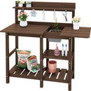 SERWALL Potting Bench Outdoor Potting Table with Sink, HDPE Potting Benches for Outside Gardening Table All Weather Use- Coffee by GreenHaven Gardens
