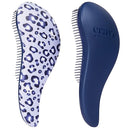 Crave Naturals Glide Thru Detangling Hair Brush for Adults and Kids - Detangler Hairbrush for Curly or Straight, Wet or Dry Hair - Gentle on Tangles Comb - Navy Blue and Blue Cheetah (Pack of 2) by TinyTreasures Baby Boutique