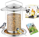 iBorn Metal Bird Feeders for Outdoors,Easy Clean Bird Seed Feeder,Hanging Bird Feeder for Seeds with Gift Box,3-Second Refill Bird Feeder,Nickle 6 Port (Seed is not Included) by CozyNest Decor