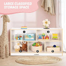 Toy Storage Organizer for Kids, 5-Compartment Wooden Storage Cabinet, Children Bookcase and Montessori Bookshelf, Book Shelf for Kids Room, Playroom, Living Room, Nursery, Classroom 24'' H(White) by CozyNest Decor