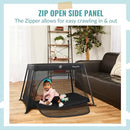 Dream On Me Travel Light Playard with Mesh Zipper Door in Black by TinyTreasures Baby Boutique