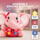 STEAM Life Musical Toys Gift for Baby Newborn 0-6 Month Infant - Plush Elephant Pink by TinyTreasures Baby Boutique