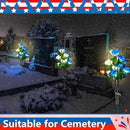 Woanger 4 Pcs Solar Flowers Cemetery Grave Decorations Outdoor LED Flower Lights with 6 Rose Powered Garden Stake Lights Waterproof for Independence Day Grave Decorations(Blue, White) by GreenHaven Gardens