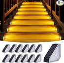 KINKAI Solar Step Lights - 12 Pack Solar Stair Lights Outdoor Deck Lighting Triangle Decor for Garden Front Door Porch (Warm Light) by GreenHaven Gardens