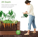 Best Choice Products 4x2x2ft Outdoor Metal Raised Garden Bed, Oval Deep Root Planter Box for Vegetables, Flowers, Herbs, and Succulents w/ 101 Gallon Capacity, Rubber Edge Guard - Wood Grain by GreenHaven Gardens