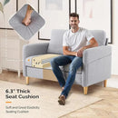 VINGLI 47" Small Couch, Linen Loveseat Sofa Light Grey Mini Couch Mid Century Modern Decor Love Seat for Small Spaces Living Room, Bedroom, Play Room by CozyNest Decor