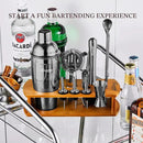 KITESSENSU Cocktail Shaker Set Bartender Kit with Stand | Bar Set Drink Mixer Set with All Essential Bar Accessory Tools: Martini Shaker, Jigger, Strainer, Mixer Spoon, Muddler, Liquor Pourers | Black by CozyNest Decor