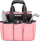 WORKPRO Garden Bag, Garden Tool Tote Storage Bag with 8 Pockets, Home Organizer for Outdoor Gardening Caddy, Garden Tool Kit Holder (Tools NOT Included), Pink Ribbon, Garden Gifts by GreenHaven Gardens