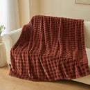 NEWCOSPLAY Faux Fur Twin Blanket Burnt Orange Bubble Blanket Thick Warm Soft for Couch Sofa Bed 550GSM (Burnt Orange, Twin(60"x80")) by CozyNest Decor