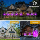 12-Pack Solar Lights Outdoor Waterproof,Halloween Decorations Solar Tiki Torches with Flickering Flame (Upgraded Super Bright),Halloween Solar Lights for Outside Patio Yard Porch Garden Decor （Purple） by GreenHaven Gardens