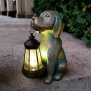 Dog Garden Statue Outdoor Décor with Solar Lights Lantern,Dog Solar Light Figurines Outside Decorations for Yard，Lawn ,Patio, Balcony, Unique Housewarming Gifts by CozyNest Decor