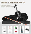 Vangoa 4/4 Full Size Beginner Violin Set, Acoustic Violin for Adults, Teens and Children over 11, Violin Beginner Set (with Hard Case, Rosin, Shoulder Rest, Bow, Spare Strings, Mutes and Black Set) by TinyTreasures Baby Boutique