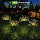 Solar Outdoor Warm White Garden Lights, 4 Pack Firework With 120 LED Starburst String 8 Modes Fairy With Remote, for Wedding Christmas, Lawn Backyard Party Patio Decoration by GreenHaven Gardens