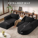 Modular Sectional Sofa with L-Shape Chaise,Cloud Sectional Modern Sleeper Couch with Deep Seat,Sponge Compression Sofas No Assembly Required (Black-Corduroy Fabric) 1pcs by CozyNest Decor