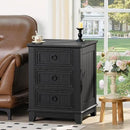 18" Farmhouse Night Stand with 3 Drawers, Wood End Table Dresser for Bedroom, Black Nightstand, Bed Side Table with Metal Handle, Bedside Cabinet for Bedroom Living Room, Closet by CozyNest Decor