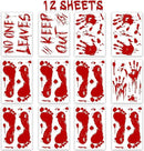 Halloween Bloody-Handprint-Footprints Floor Stickers, Scary Halloween Party Indoor/Outdoor Decoration, for Windows Clings, Car - 12 Sheets by CozyNest Decor