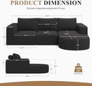 Modular Sectional Sofa with L-Shape Chaise,Cloud Sectional Modern Sleeper Couch with Deep Seat,Sponge Compression Sofas No Assembly Required(Black-Sherpa Fabric) 1PCS by CozyNest Decor