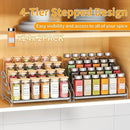 RCHYFEED 4 Tier Spice Rack Organizer, Spice Organization for Cabinet,Pantry, Countertop,Tiered Spice Rack Easy Visibility,Depth Expandable Seasoning Shelf for Kitchen Cabinet Organizer,Silver,2 PACK by CozyNest Decor