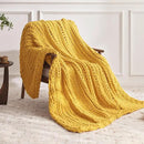 Chunky Knit Throw Blanket, 60''*80'' Knitted Throw Chenille Yarn for Bed Couch, Handmade Yellow Crochet Big Thick Blanket, Machine Washable Cute Comfy Blanket for Home Decor by CozyNest Decor