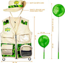 Bug Hunting Kit, Green Safari Vest, Hat, Binoculars, Lg. Butterfly Net, Bug Container, Whistle, Flashlight, Magnifier, Thermostat, Compass, Age 3+ by TinyTreasures Baby Boutique