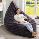 Hobestluk 3 in 1 Bean Bag Chair Giant Bean Bag Chairs for Adults with Ripple Cover Convertible Bean Bag Floor Cushion with Machine Washable Cover for Living Room (Ripple Dark Grey) by CozyNest Decor