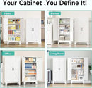 SISESOL Metal Storage Cabinet with 2 Doors and 3 Shelves,White Pantry Storage Cabinet with Legs,Farmhouse Pantry Cabinets Cupboard,Bathroom Cabinets for Home,Kitchen,Dining/Living Room (47.3" H) by CozyNest Decor