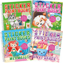 gisgfim 4Pcs Paint by Sticker Books Sticker by Number Books Activity Puzzle Book Craft Art Gift with Mermaid Cat Dog Silly Snack 32 Pictures Sticker by Number Book Set Party Favors by TinyTreasures Baby Boutique