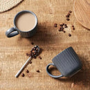 famiware Coffee Mugs Set of 6, Starlight 11 oz Mug Cup Set with Handle for Coffee, Tea, Cocoa, Milk - Ceramic Stoneware Mug Set, Matte Black Grey by CozyNest Decor