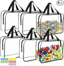 6 Packs Large Toy Storage Bags with Labels, Reusable Clear PVC Board Game Storage, Travel Waterproof Organizer Bags with Zipper for Building Blocks, Puzzle, Kids Books by CozyNest Decor