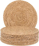 Defined Deco Woven Placemats Set of 10, 13" Round Rattan Placemats,Natural Hand-Woven Water Hyacinth, Farmhouse Weave Place Mats, Rustic Braided Wicker Table Mats for Dining Table, Home, Wedding by CozyNest Decor