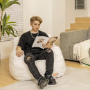 Bean Bag Chair with Filler, Bean Bag Sofa with Tufted Soft Stuffed Filling, Fluffy and Lazy Sofa, Comfy Cozy BeanBag Chairs with Memory Foam for Dorm, Apartment, Living Room (White) by CozyNest Decor
