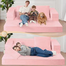 Folding Bean Bag Chair for Adults,3-in-1 Bean Bag Couch Faux Fur Floor Sofa Large Beanbag Convertible Bean Bag Sofa Bed with Pillow in Bedroom,Living Room,Apartment(Queen,Pink) by CozyNest Decor