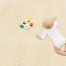 qqpp EVA 18 Tiles Baby Play Mat for Playing, Interlocking Foam Floor Mats for Tummy Time & Crawling, Puzzle Flooring Tiles with Laser Pattern for Kids. Beige. QL-91(J) b18N by TinyTreasures Baby Boutique