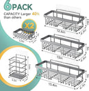 Veken 6-Pack Rustproof & Waterproof Shower Caddy, Adhesive Shelves Rack, Large Capacity Bathroom, College Dorm & Apartment Organizers, No-Drill Wall Mount Living Room & Bedroom Decor, Light Grey by CozyNest Decor