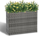 LEWIS&WAYNE Large Rectangular Block Planter Box Handmade Wicker Tall Planters for Outdoor Plants with Removable Liners Modern Planter for Indoor Outdoor Patio Deck - Gray, 32''x11''x24'' by CozyNest Decor
